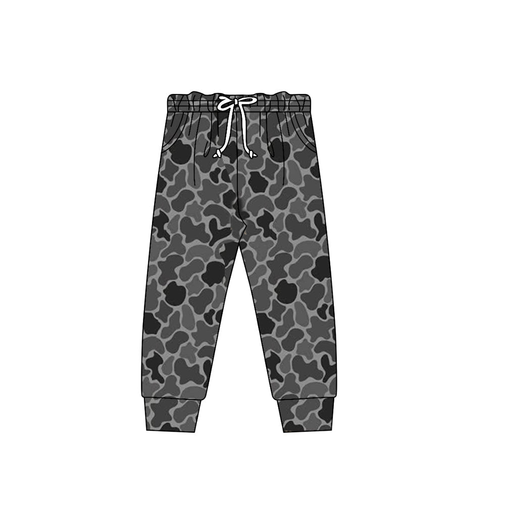 ( Moq 5 ) Preorder Baby Boys Dark Grey Camo Pockets Jogger Drawstring Waist Pants