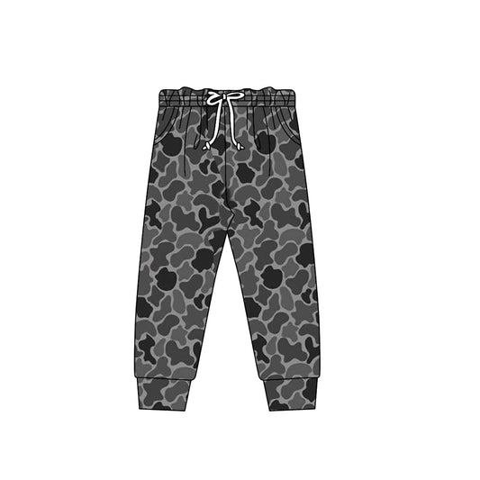 ( Moq 5 ) Preorder Baby Boys Dark Grey Camo Pockets Jogger Drawstring Waist Pants