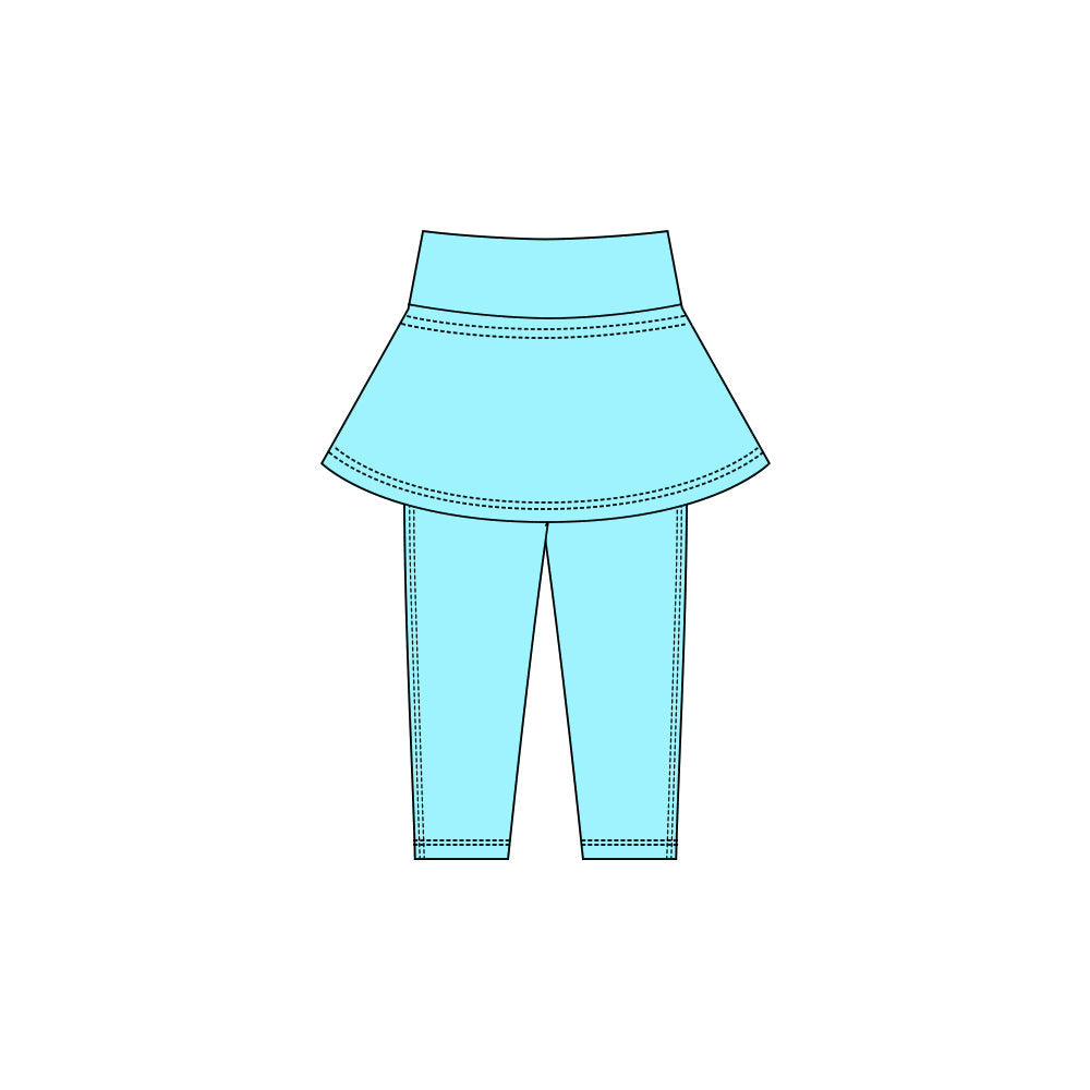 ( Moq 5 ) Preorder Baby Girls Kids Yoga Blue Skirt Leggings Pants Bottoms