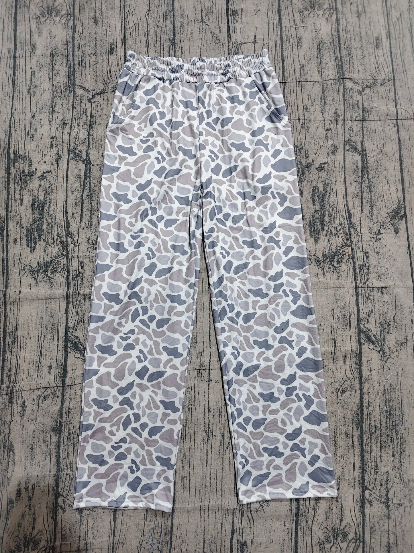 Adult Women Pockets Pants Southern Grey Camo Bottom RTS