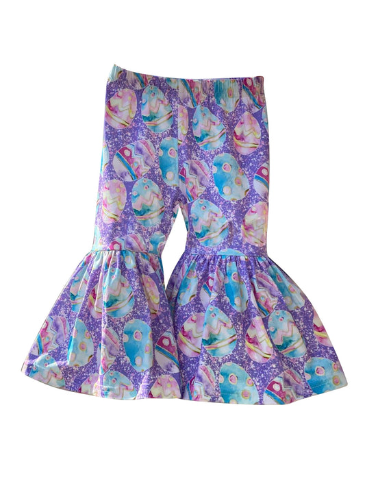 ( Moq 5 ) Preorder Baby Girl Kids Eggs Easter Purple Bell Bottom Pants
