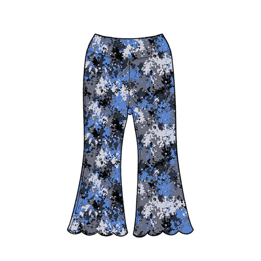 ( Moq 5 ) Baby Girls Kids Scallop Pants Bottoms Camo Blue Clothes