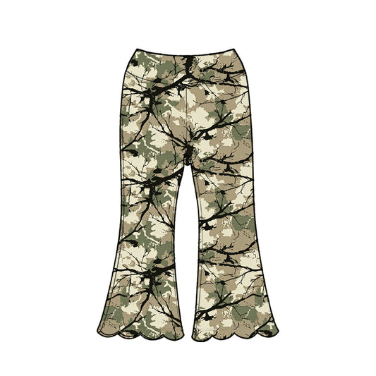 ( Moq 5 ) Baby Girls Kids Leaves Scallop Pants Bottoms Southern Camo Clothes