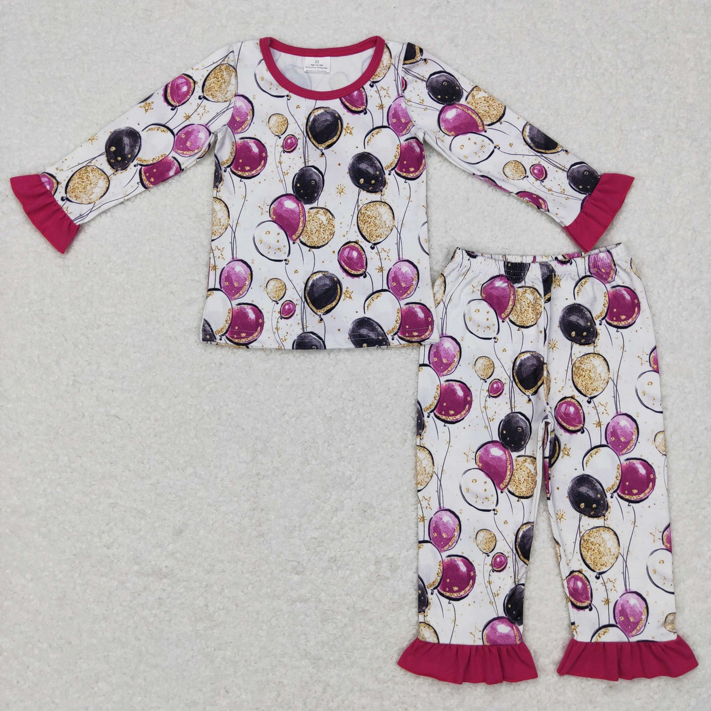 GLP0819 Baby Girl Long Sleeves Happy New Year Balloons Pants Pajamas Outfit