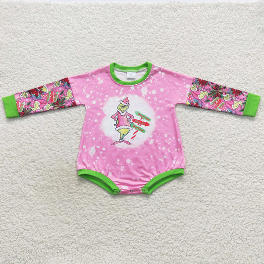 LR0439 Baby Girl Christmas Face Romper