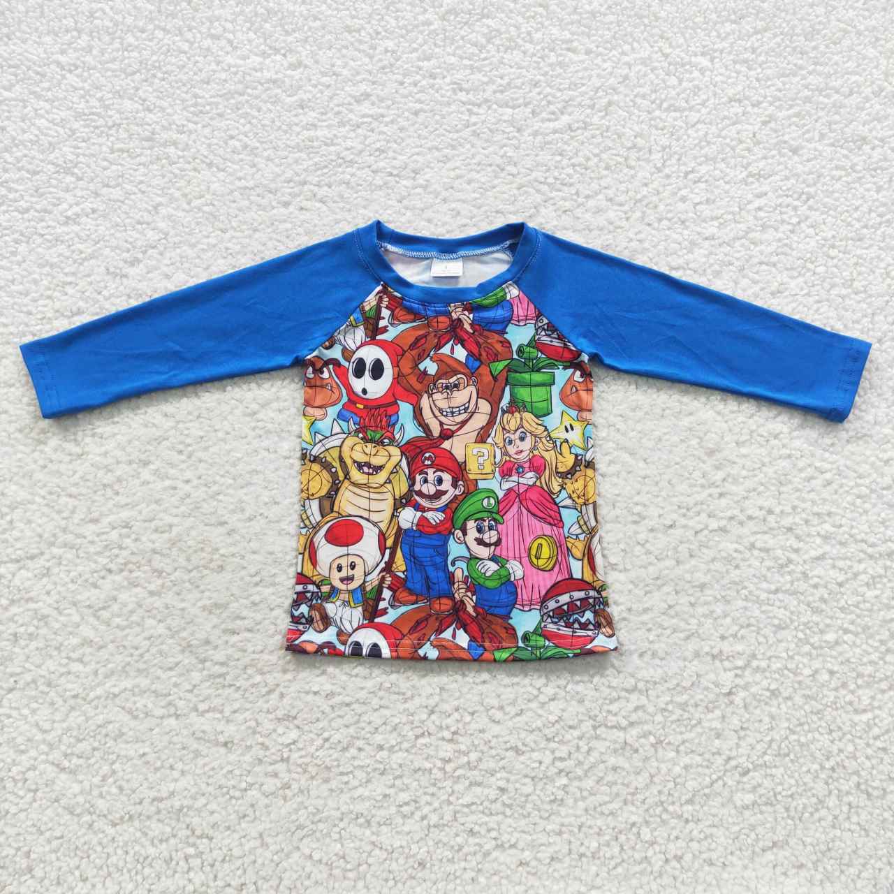 BT0264 Baby Boy Blue Long Sleeves Cartoon Shirt