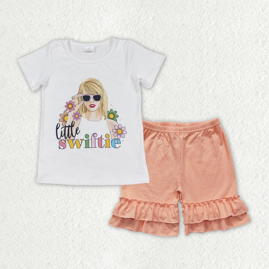 GSSO1385 Baby Girl Singer Shirt Cotton Shorts Summer Set