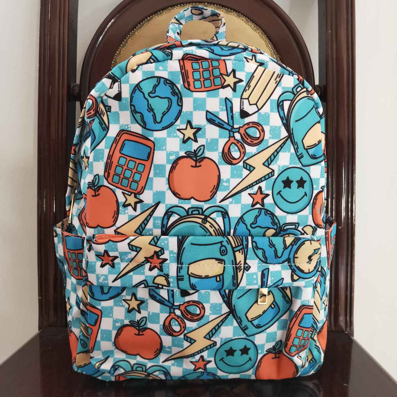 BA0071 Baby Kids Back To School Pencil Apples Bag Backpack