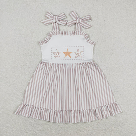 Baby Girl Sleeveless Starfish Stripes Summer Dress