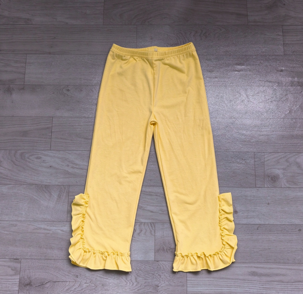 ( No moq ) Preorder Baby Girls Kids Yellow Ruffle Pants Bottoms Cotton Clothes