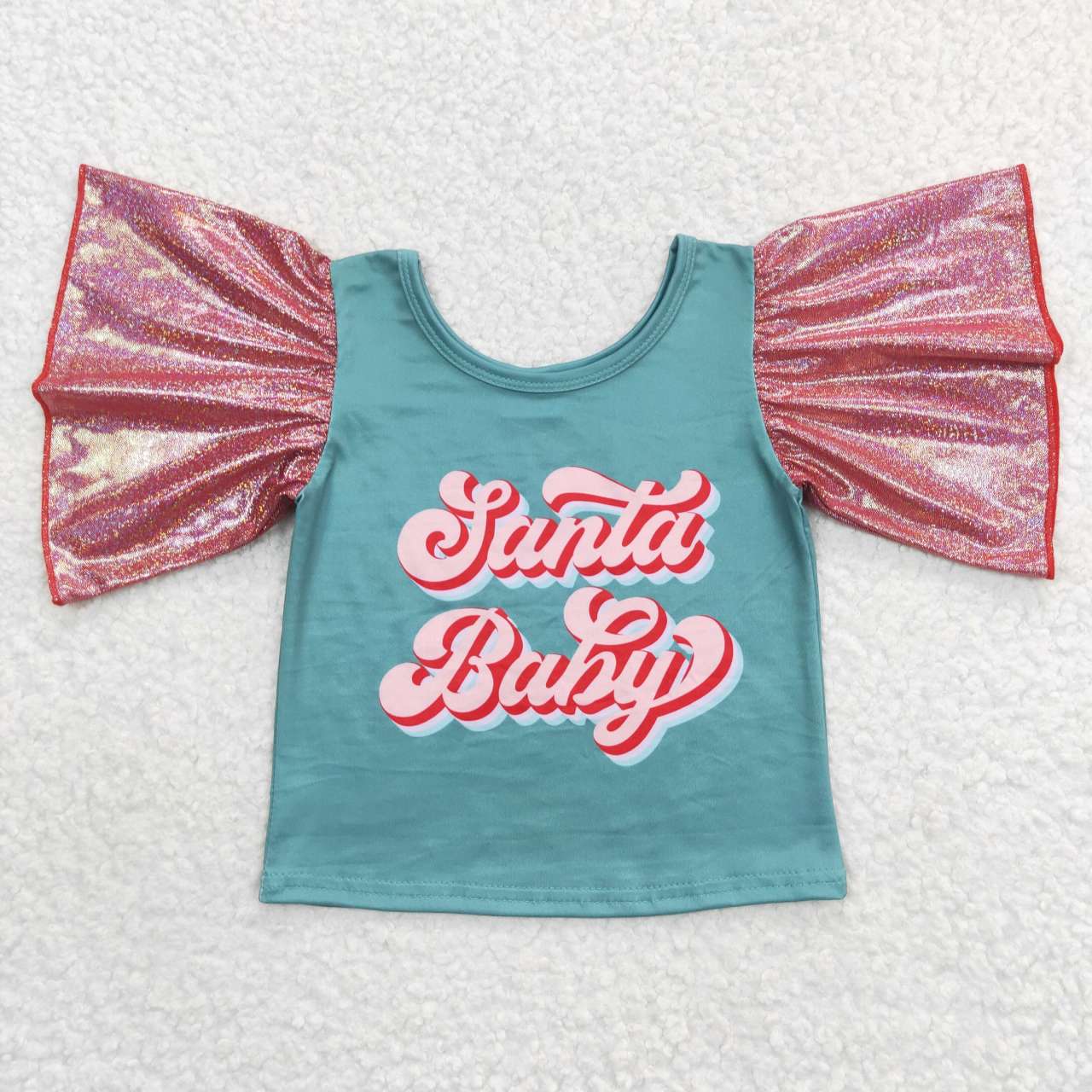 GT0286 Baby Girl Short Sleeves Christmas Santa Tops