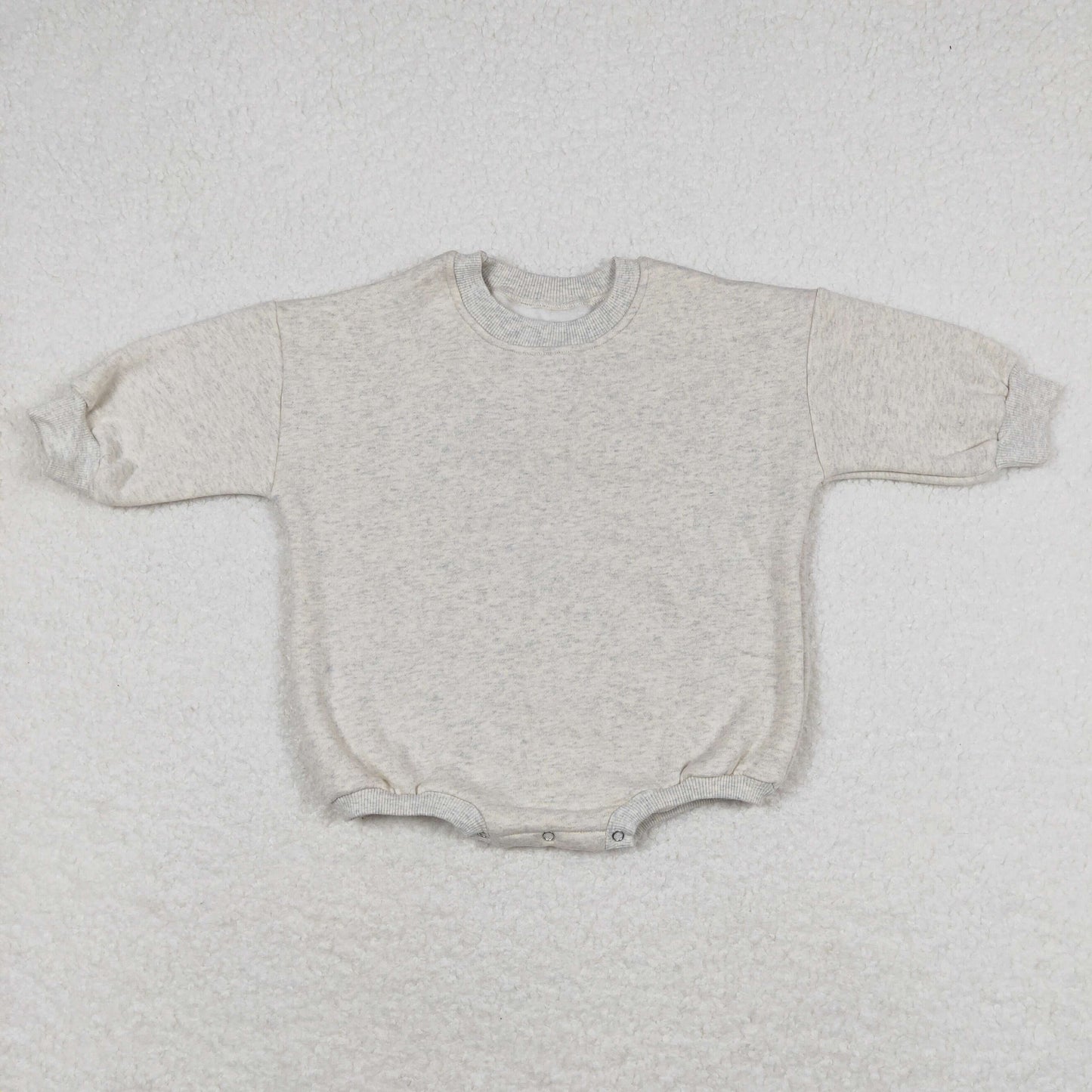 Baby Boy Long Sleeves Light Grey Cotton Sweater Romper