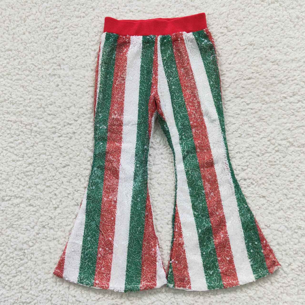 P0199 Baby Girl Christmas Sequins Striped Pants