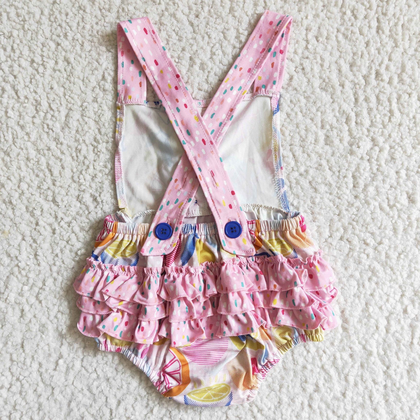 Promotion Baby Girl Straps Lemo Ruffle Bubble Romper