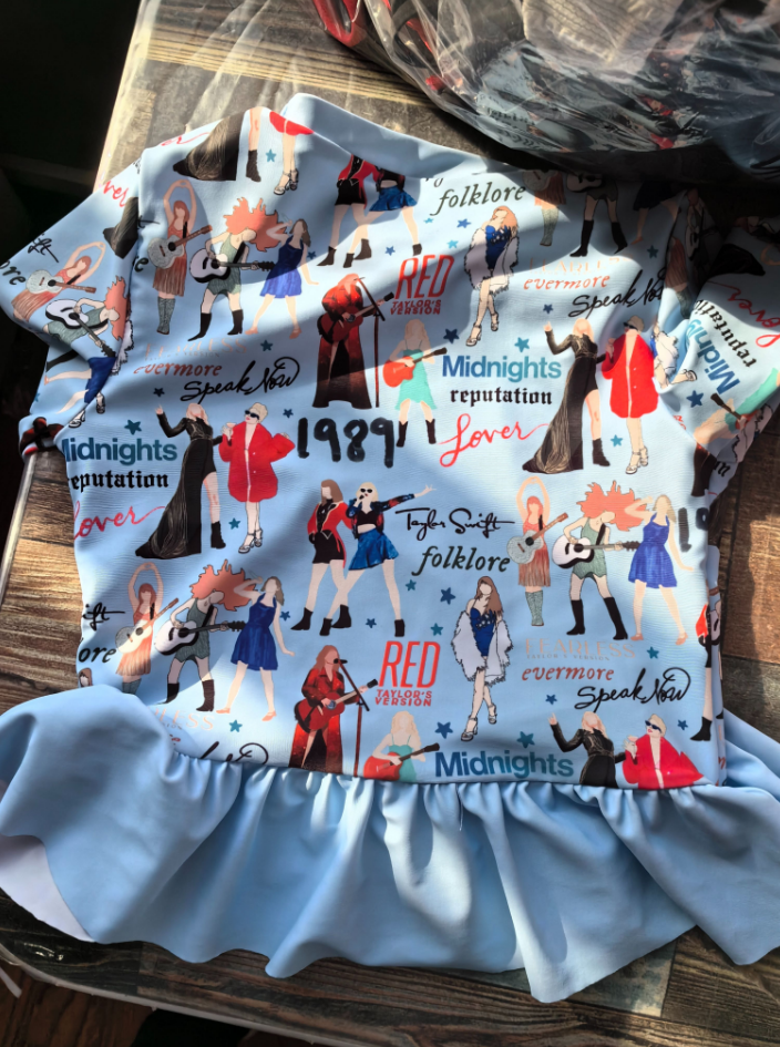 Baby Girl Long Sleeves Singer Blue One Piece Swimsuit