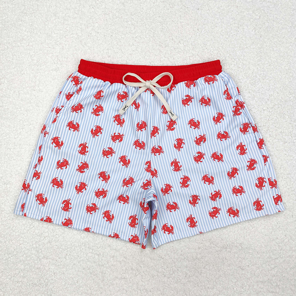 Daddy and Me Baby Boy Adult Summer Crab Stripes Trunks Swimsuit Swimwear