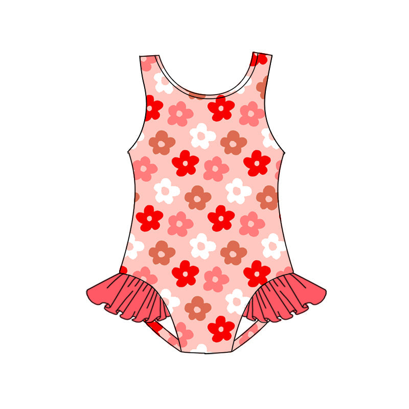 Preorder Baby Girl Sleeveless Flower One Piece Swimsuit ( Moq 5 )