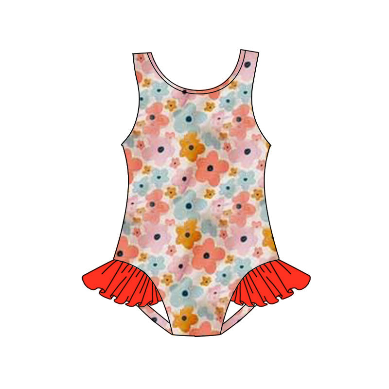 Preorder Baby Girl Flower Sleeveless One Piece Swimsuit ( Moq 5 )
