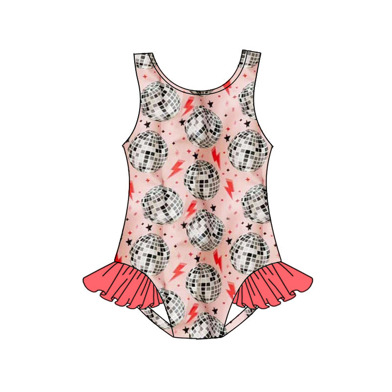 Preorder Baby Girl Sleeveless Disco Western One Piece Swimsuit ( Moq 5 )
