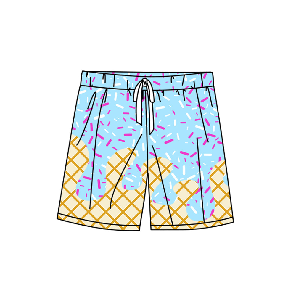 ( Moq 5 ) Preorder Adult Men Blue Drips Team Swim Trunks Shorts