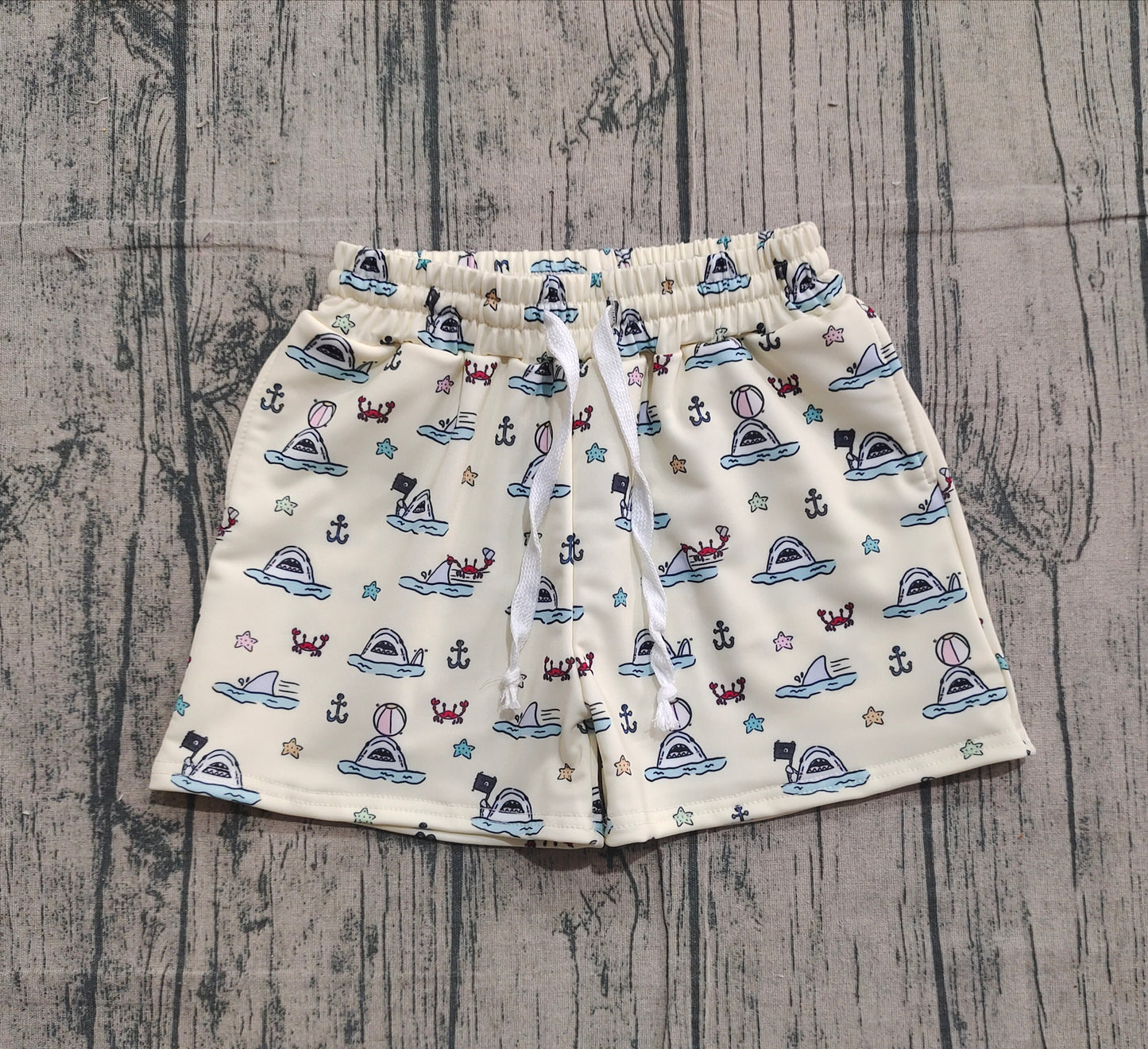 Baby Boy Toddler Boats Crabs Pockets Swim Trunks Shorts Swimwear RTS