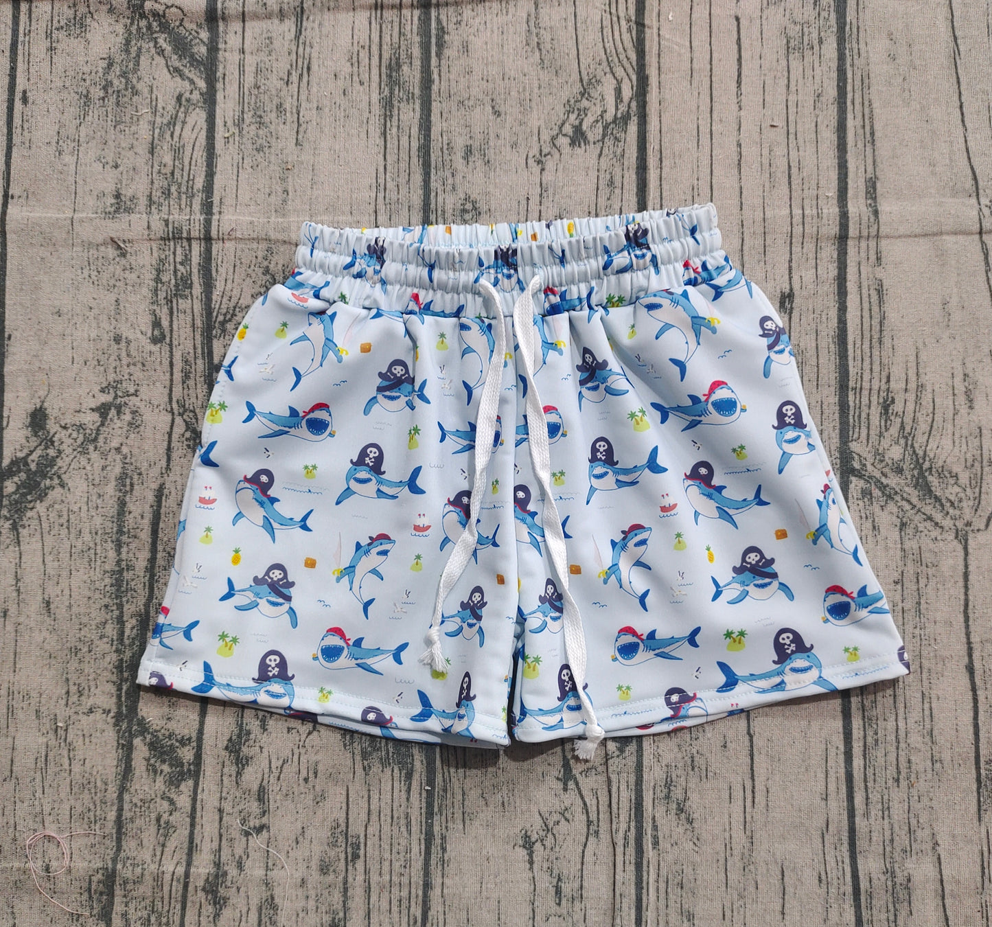 Boys Kids Toddler Sharks Swim Trunks Shorts Pockets Swimwear RTS