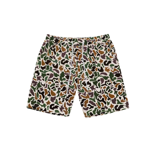 ( Moq 5 ) Preorder Adult Men Green Brown Camo Pockets Swimming Trunks