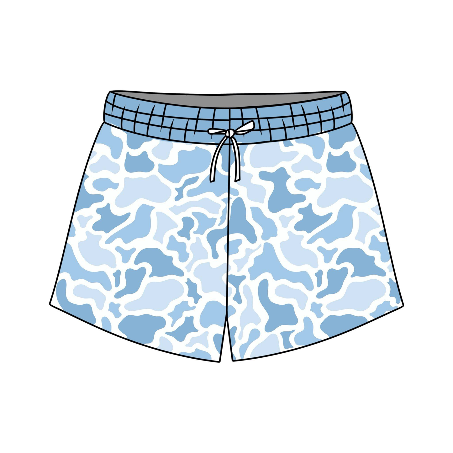 ( Moq 5 ) Preorder Baby Boys Kids Blue Camo Pockets Swim Trunks Shorts Swimwear