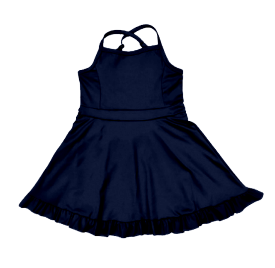 ( Moq 5 ) Preorder Baby Girls Kids Navy Swim Dress One-piece Swimsuit Bathing Suit Clothes
