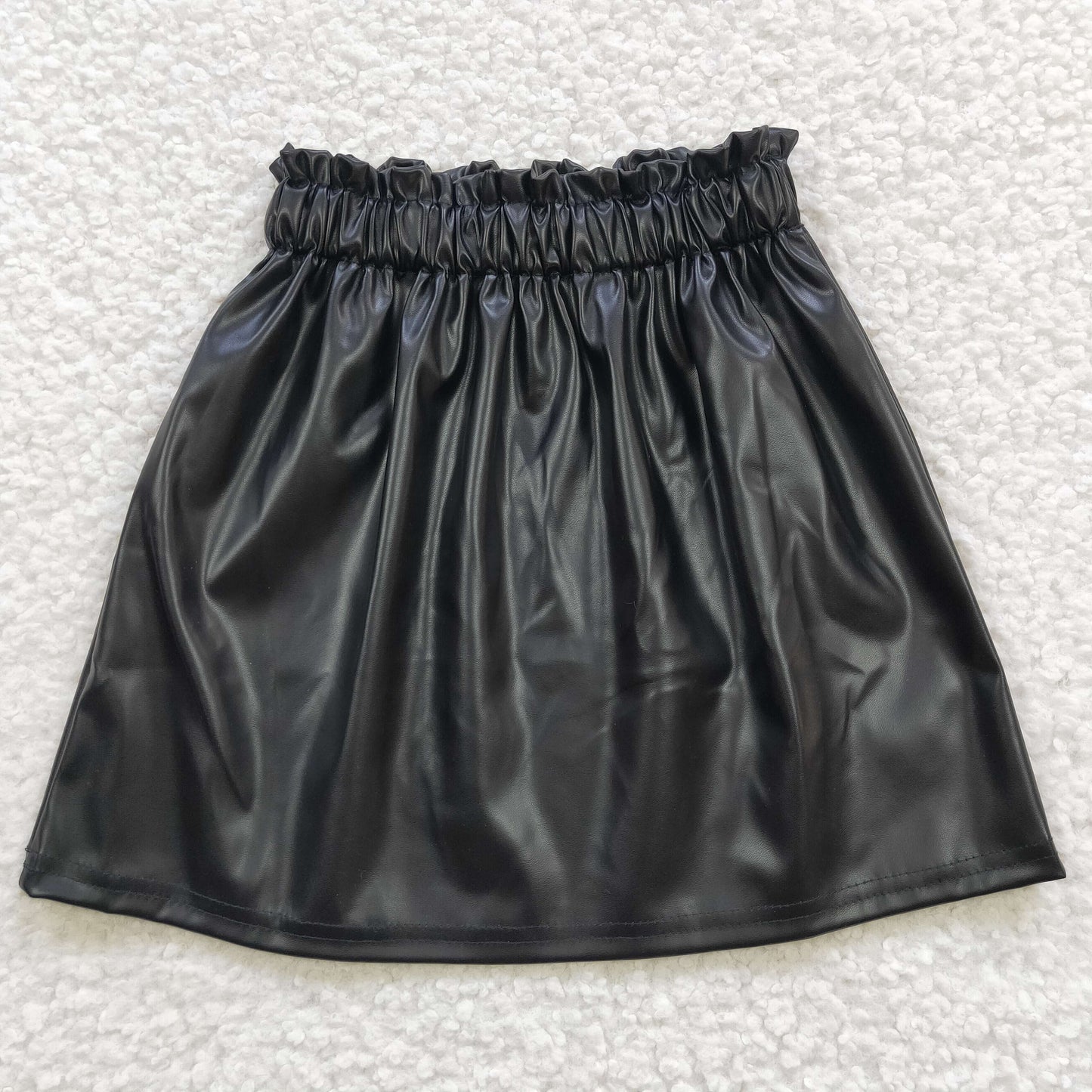 GLK0013 Baby Girl Black Leather Skirt