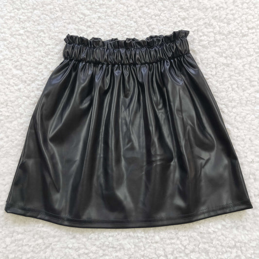 GLK0013 Baby Girl Black Leather Skirt