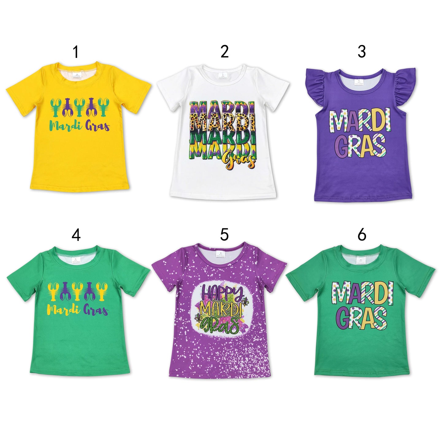 Baby Boy Girl Short Sleeves Mardi Gras Sibling Tee Shirt Tops