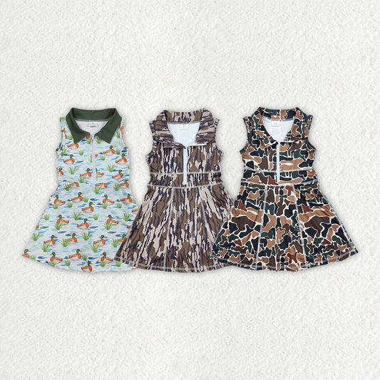 Baby Girl Sleeveless Ducks Camo Hunting Sibling Athletic Shorts Skirt Dress RTS