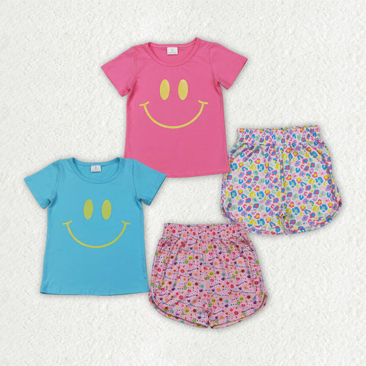 Baby Girl Short Sleeves Smile Cotton Shirt Flower Shorts Sibling Set RTS