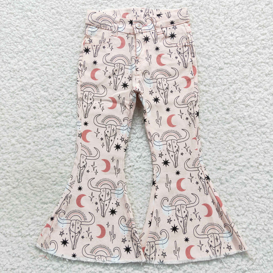 P0226 Baby Girl Western Cow Denim Bell Pants Jeans