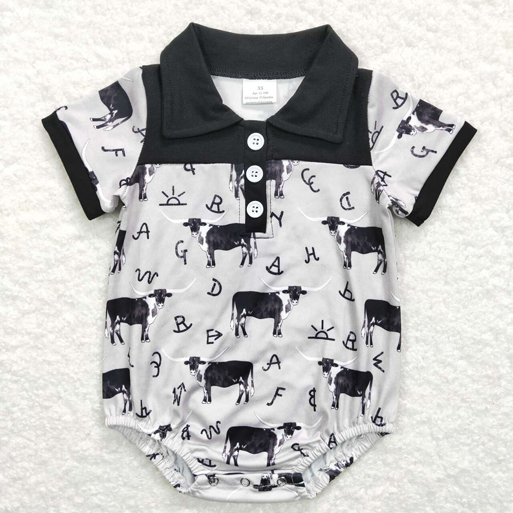Baby Boy Short Sleeves Western Buttons Romper Sibling Clothes RTS