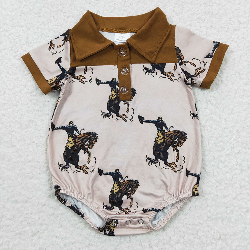 Baby Boy Short Sleeves Western Buttons Romper Sibling Clothes RTS