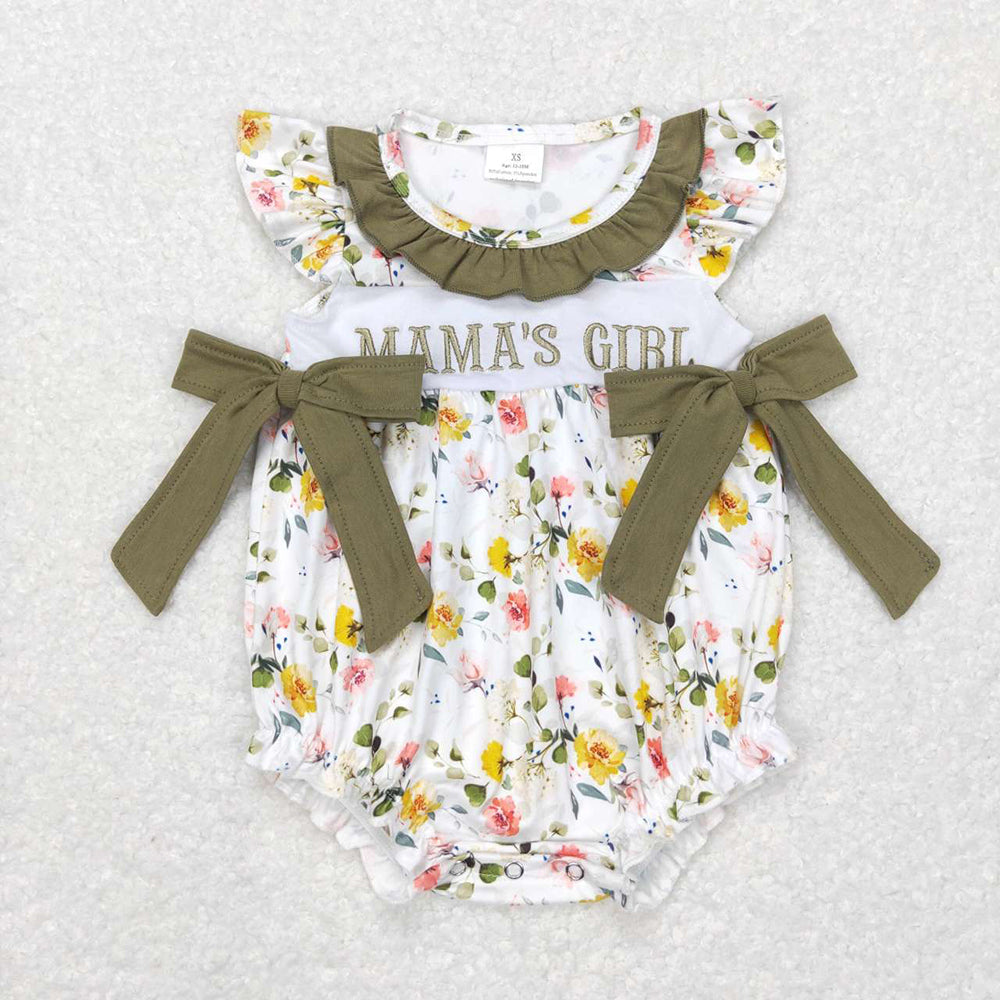 Baby Kids Toddler Embroidery Mama's Girl Floral Bows Sibling Romper Dress Clothes RTS