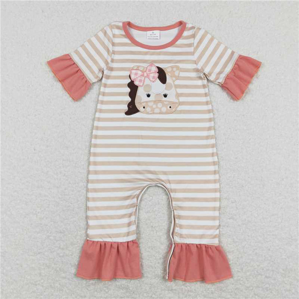 Baby Girl Short Sleeves Embroidery Sibling Romper Clothes Set RTS