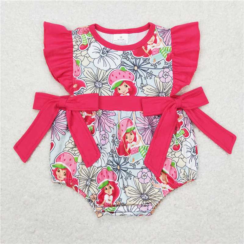 Baby Toddler Short Sleeves Strawberry Cartoon Girl Sibling Romper Dress RTS