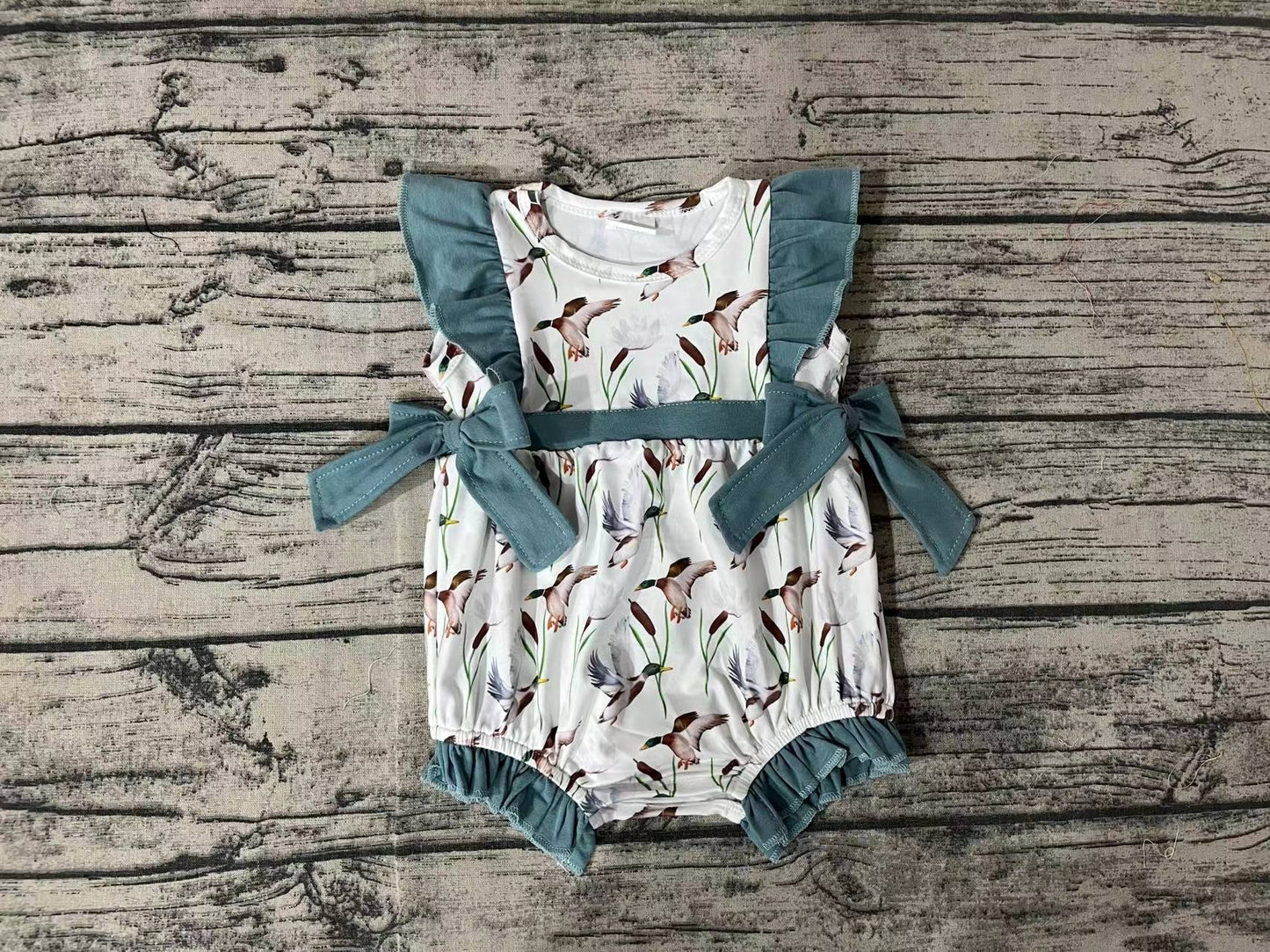 Baby Girl Short Sleeves Ducks Bubble One Piece Romper