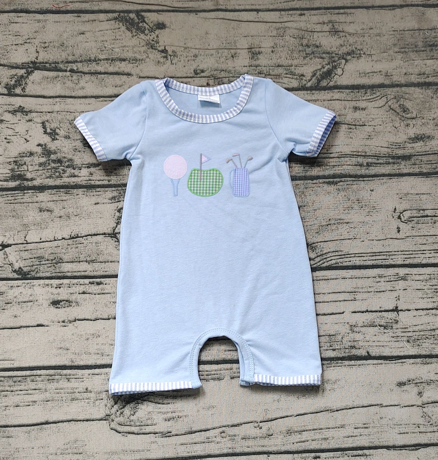 Baby Boy Short Sleeves Golf Summer Blue One Piece Romper