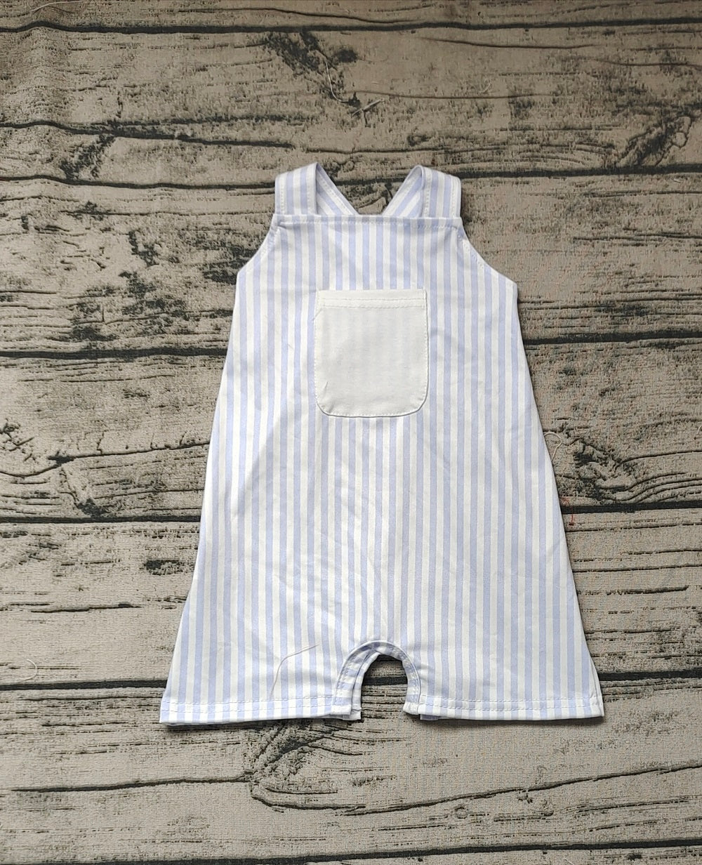 No moq Pre-order Baby Boy Sleeveless Stripes Pocket Summer One Piece Romper