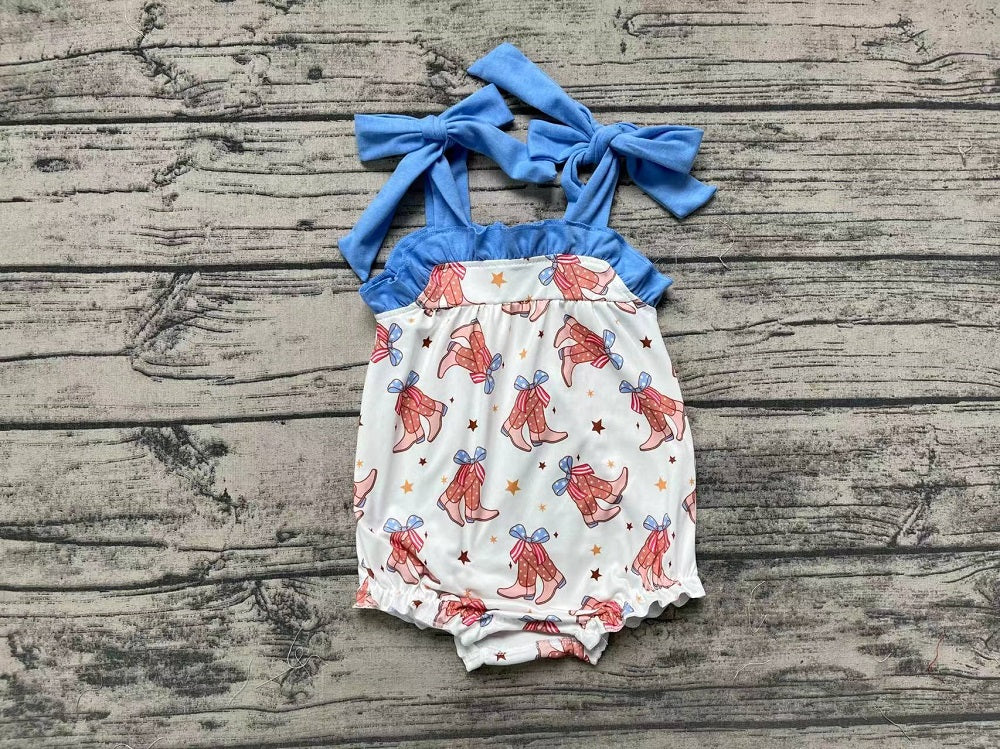 Pre-order Baby Girl Sleeveless Western Boots One Piece Romper
