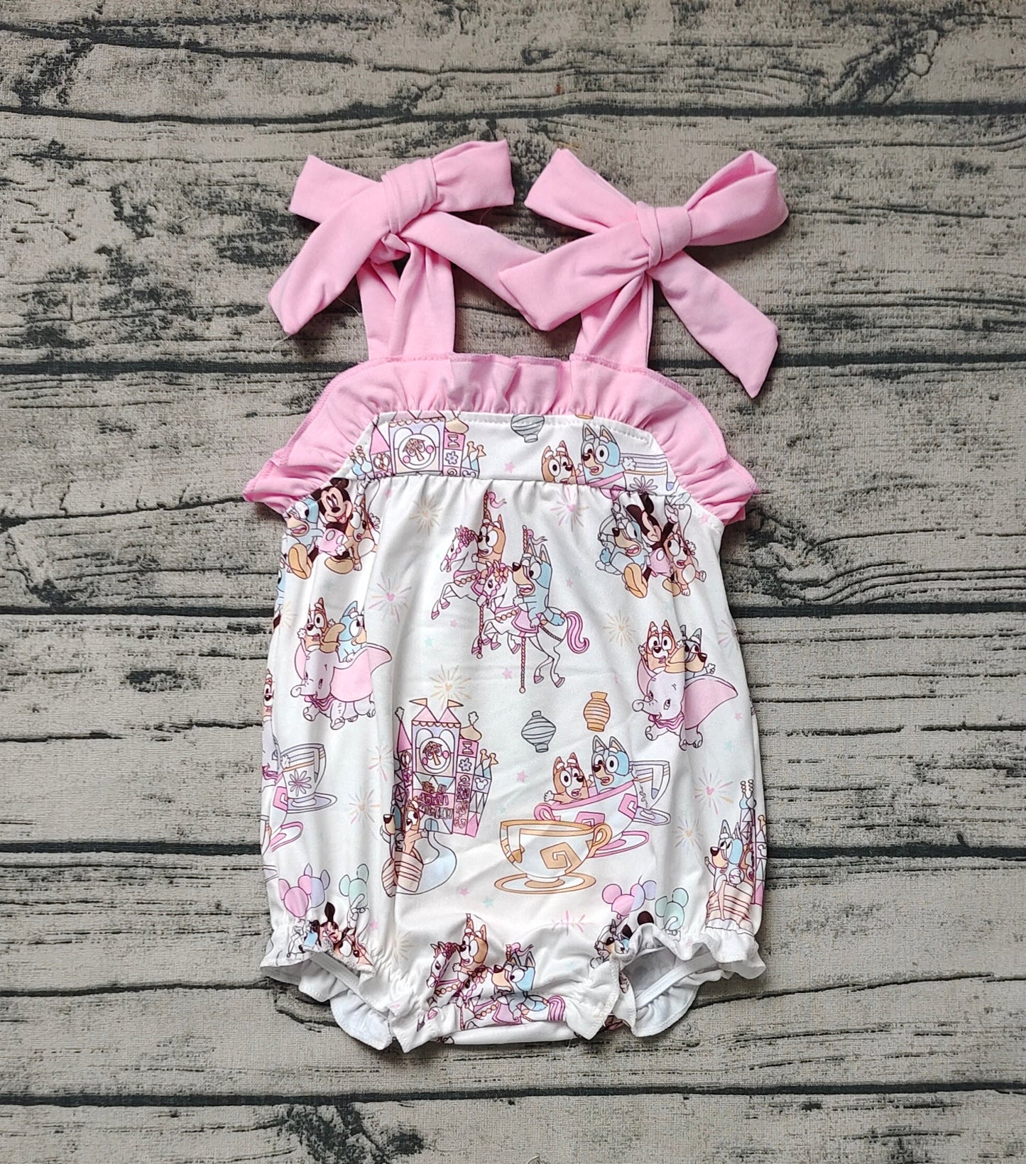 Baby Girl Dogs Mouse Pink Bubble One Piece Romper