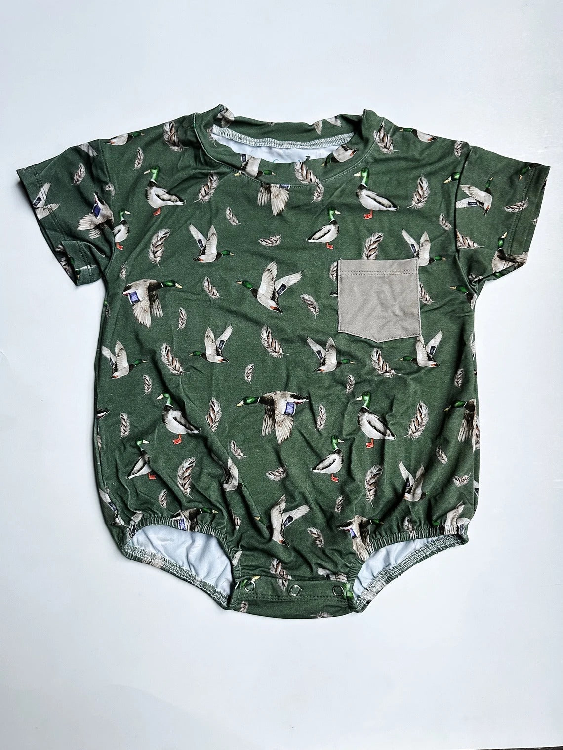 Pre-order Baby Infant Boys Duck Pocket Short Sleeve Romper
