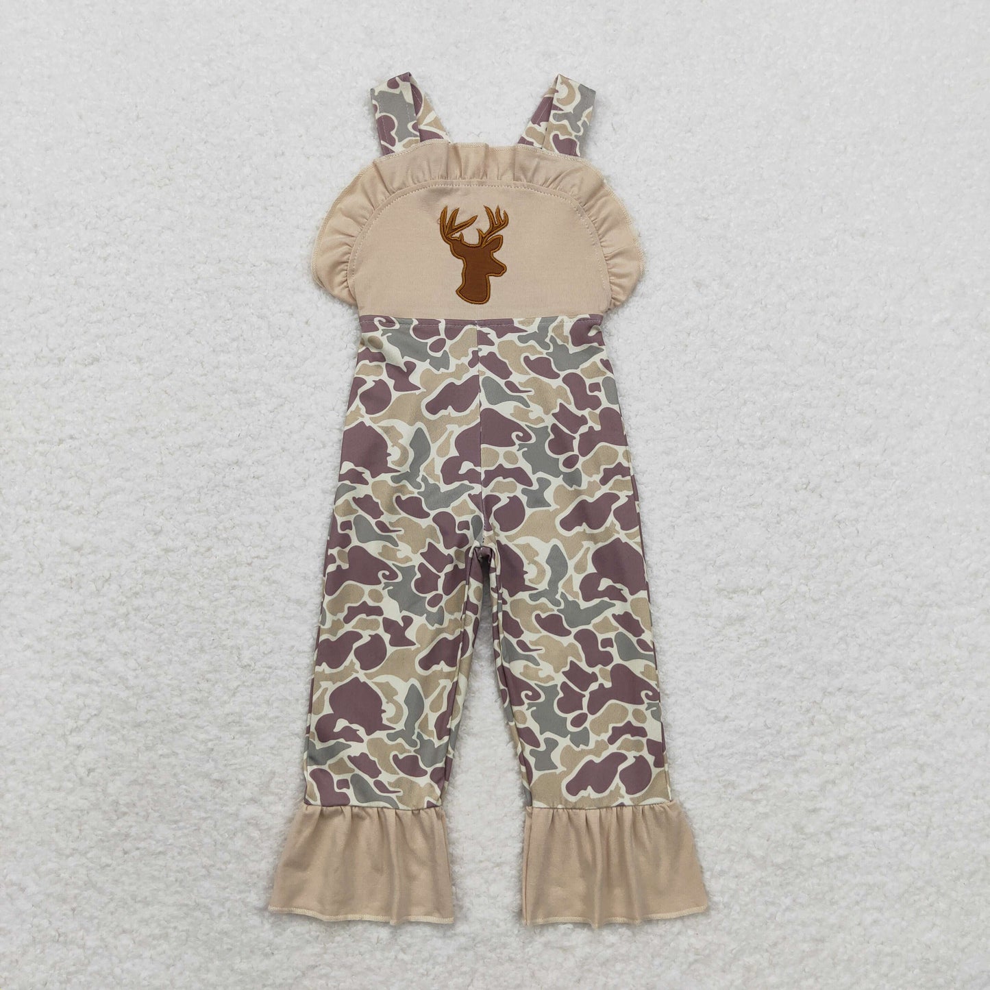 Baby Boy Girl Embroidery Sibling Deer Camo Hunting Jumpsuit Romper