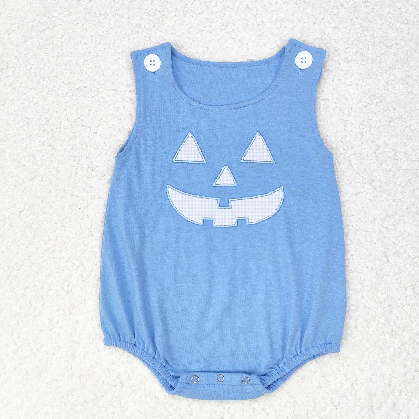Sibling Boys Girls Infant Halloween Embroidery Ghost Pumpkins Romper RTS
