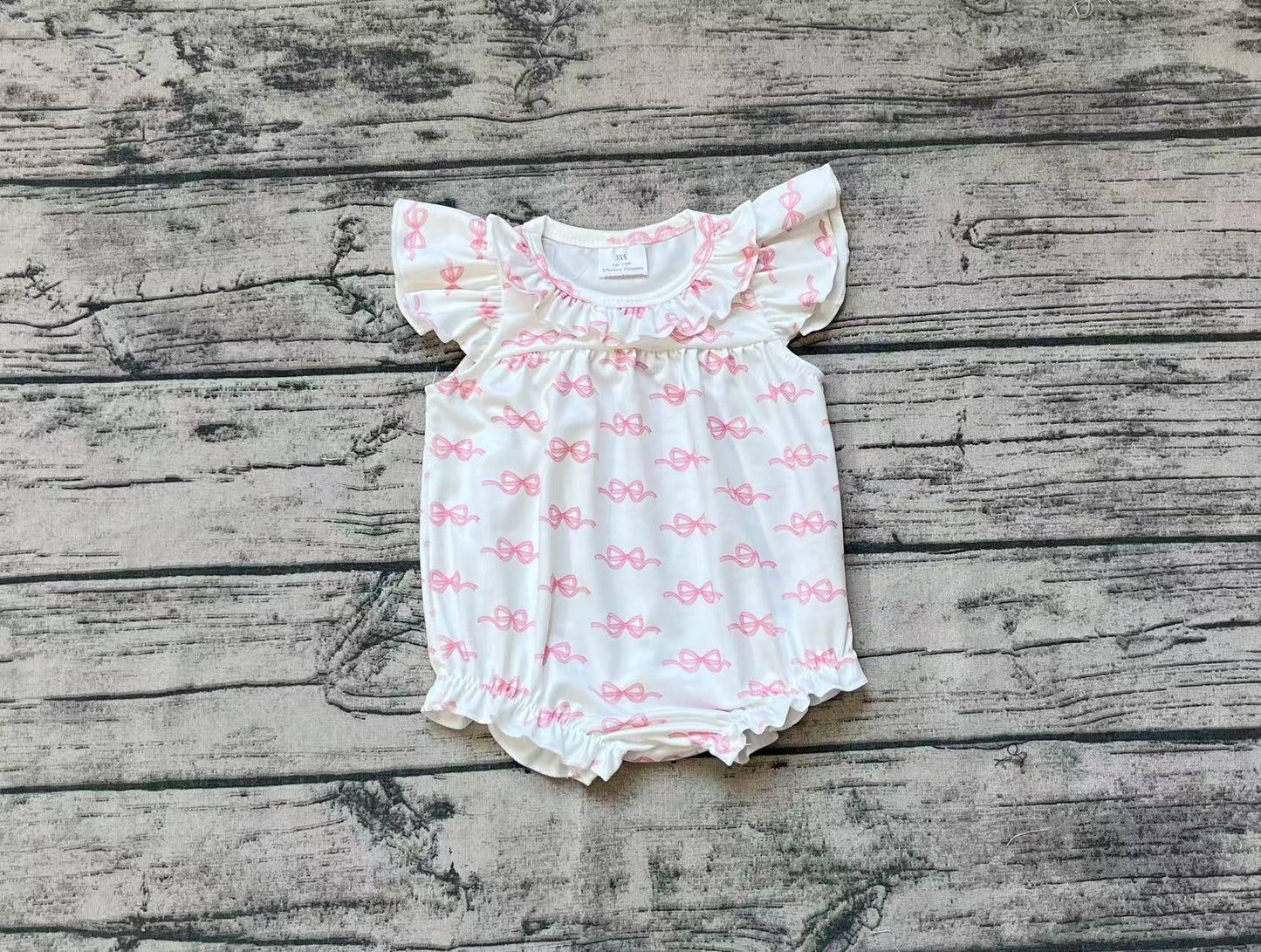 Baby Girl Pink Bows Summer Bubble Romper