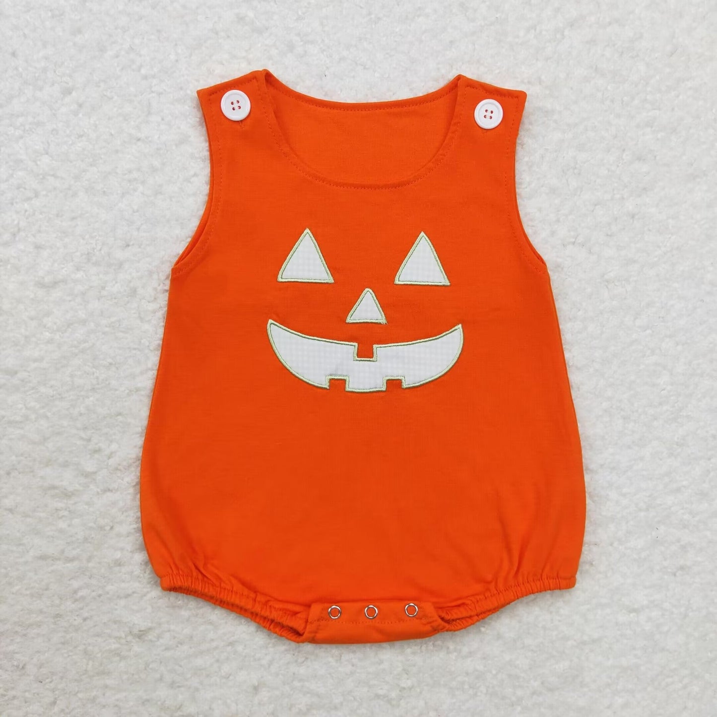 Sibling Boys Girls Infant Halloween Embroidery Ghost Pumpkins Romper RTS